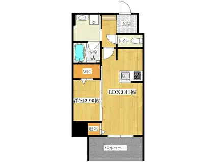 ベルセレーノ大橋(1LDK/6階)の間取り写真