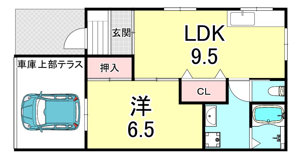 サンマリン王居殿(1LDK/1階)の間取り写真