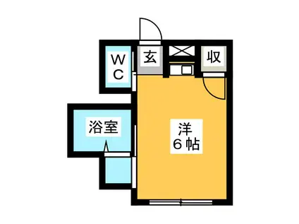 モンパオ21 北棟(ワンルーム/2階)の間取り写真