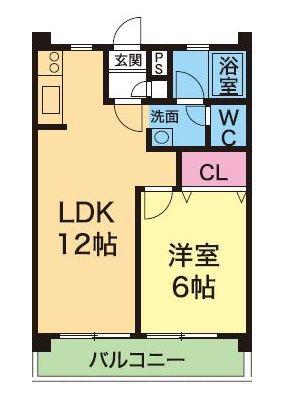 YKハイツ高丸(1LDK/2階)の間取り写真