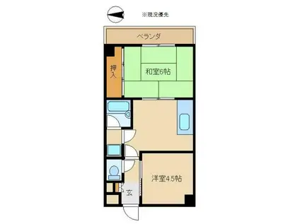 サンブリッジハイタウン(2DK/1階)の間取り写真