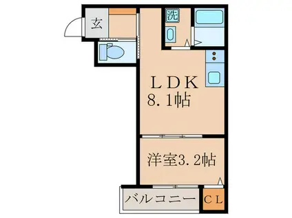 ST.RESIDENCE深草(1LDK/2階)の間取り写真