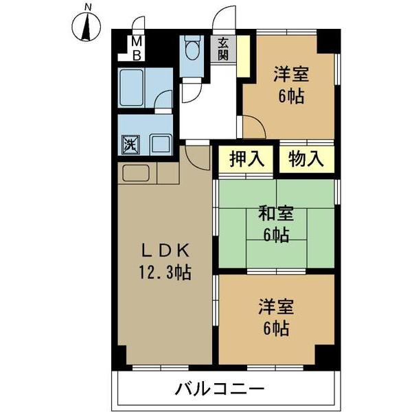 フルール南鈴原(3LDK/3階)の間取り写真