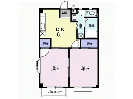 メグミズプレイズII(2DK/2階)の間取り写真