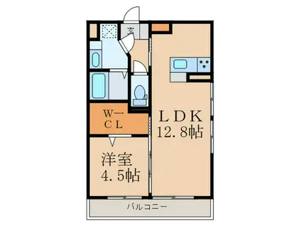 フォレストヒルズ春日原(1LDK/2階)の間取り写真