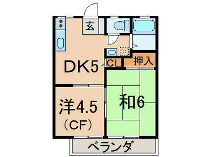 ワタナベハイツ(2DK/2階)の間取り写真