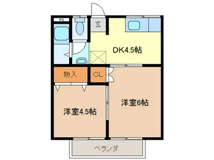 さつき荘(2DK/2階)の間取り写真