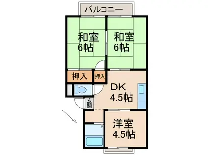 プレジール狐島A棟(3DK/2階)の間取り写真