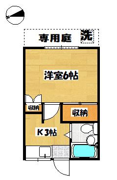キャンドルハイツ(1K/1階)の間取り写真