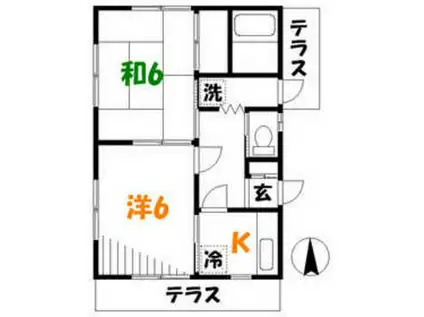 サングリーン(2K/1階)の間取り写真
