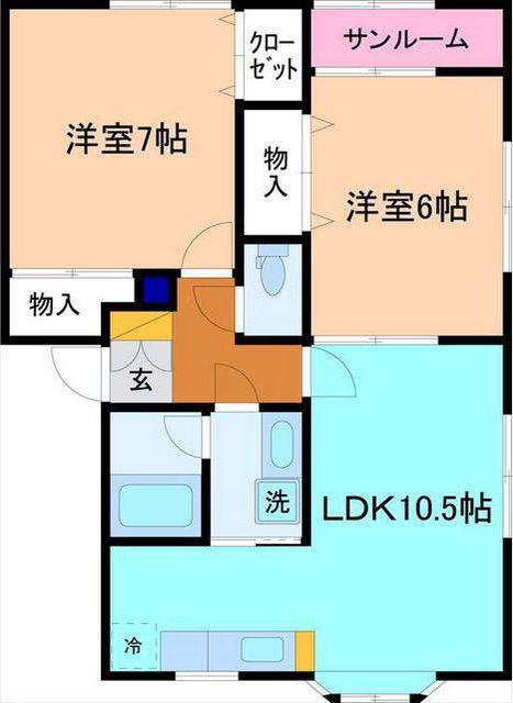 フローラハイム(2LDK/1階)の間取り写真
