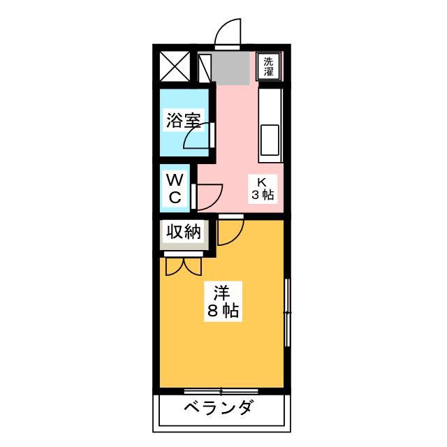 フォレスト岩井(1K/2階)の間取り写真