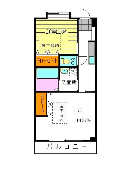 ルネックス・アン・小山(1LDK/4階)の間取り写真