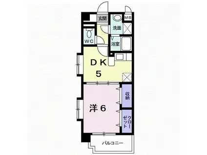 アニバーサリー(1DK/3階)の間取り写真