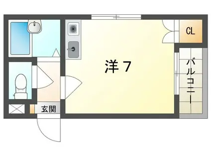 プレアール寝屋川緑町II(ワンルーム/2階)の間取り写真