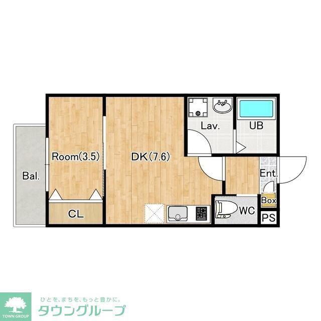 ジーメゾン厚木愛甲(1DK/2階)の間取り写真