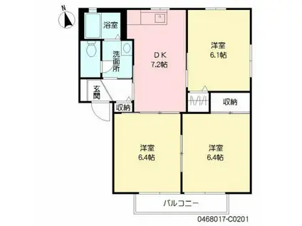 メゾンソリアード(3DK/2階)の間取り写真
