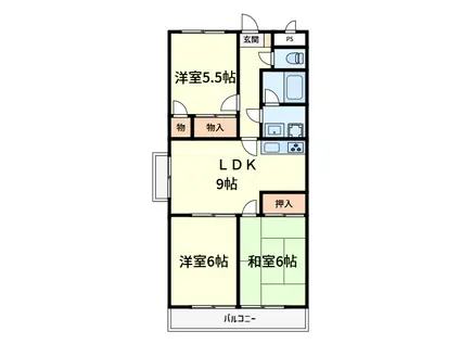 アトレーユ日吉台(3LDK/2階)の間取り写真