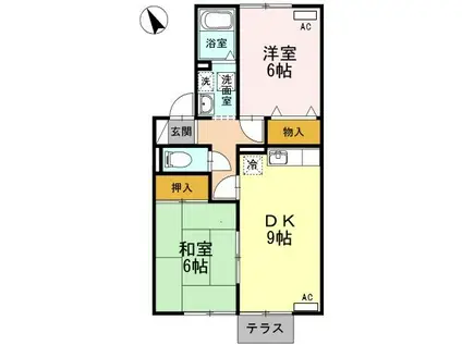 ウエストコート川崎(2DK/1階)の間取り写真