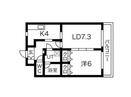 ソレイユ岸(1LDK/1階)の間取り写真