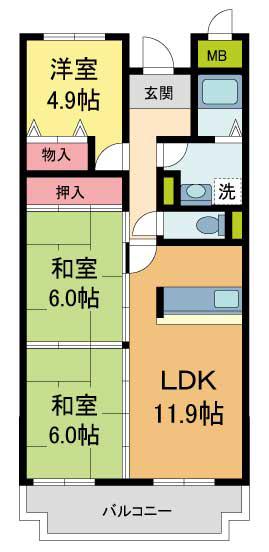 インペリアル樋の口(3LDK/4階)の間取り写真