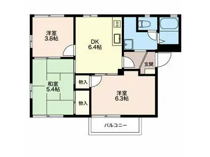 ウィンディーSUZUKA B(3DK/1階)の間取り写真