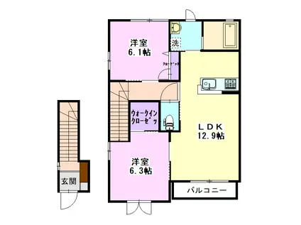ミルクパレスA 202(2LDK/2階)の間取り写真