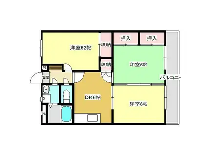 アールクリエイト星が丘(3DK/1階)の間取り写真