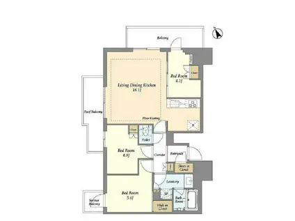 オアーゼ日暮里レジデンス(3LDK/11階)の間取り写真