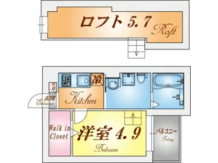 YS VILLAGE馬場通(1K/1階)の間取り写真