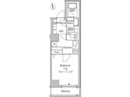 カーサスプレンディッド麻布十番駅前(1K/5階)の間取り写真