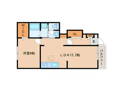 ヴァン リーブル II(1LDK/1階)の間取り写真