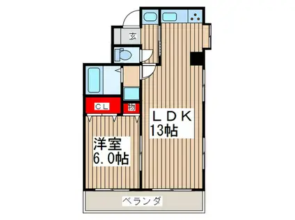 松濤マンション(1LDK/2階)の間取り写真