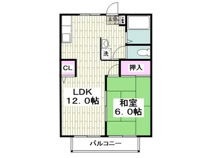 シャトル森崎I(1LDK/2階)の間取り写真