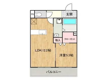 FORT RISE(1LDK/2階)の間取り写真