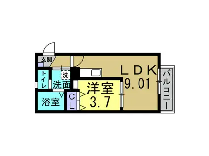 SOLO(1LDK/3階)の間取り写真