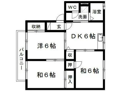 セジュール新津(3DK/1階)の間取り写真