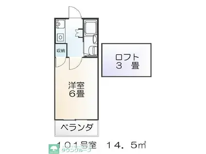 タウンコート新田(1K/1階)の間取り写真