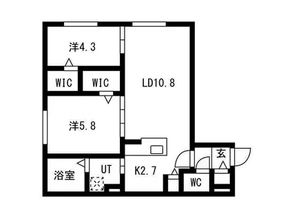 PRIMAVORTA新札幌(2LDK/1階)の間取り写真