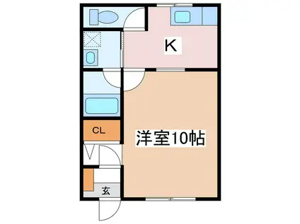 メゾン石芝(1K/1階)の間取り写真