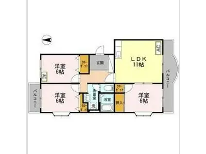 葵マンション(3LDK/5階)の間取り写真