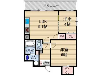 LOIRE F(2LDK/2階)の間取り写真
