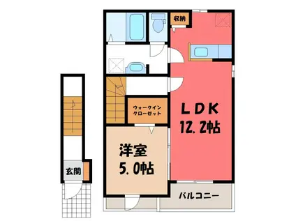 サニーヒル II(1LDK/2階)の間取り写真