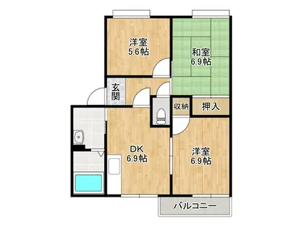 コーポセルマーユ(3DK/2階)の間取り写真