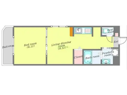 POLESTAR MORI(1LDK/1階)の間取り写真