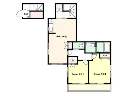 ローゼ ソレイユ(2LDK/2階)の間取り写真