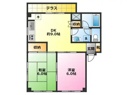 クオレK.U(2LDK/1階)の間取り写真