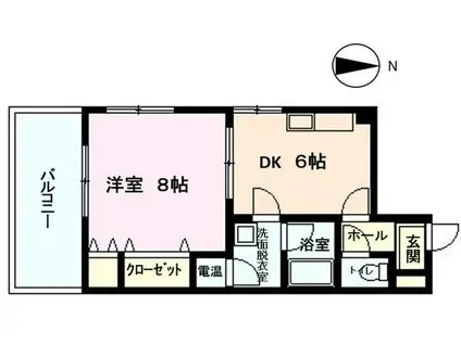 木更津パレス(1DK/5階)の間取り写真