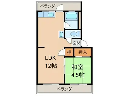 狐島ヒルズ(1LDK/3階)の間取り写真