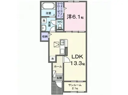 フロントパークひこねII(1LDK/1階)の間取り写真
